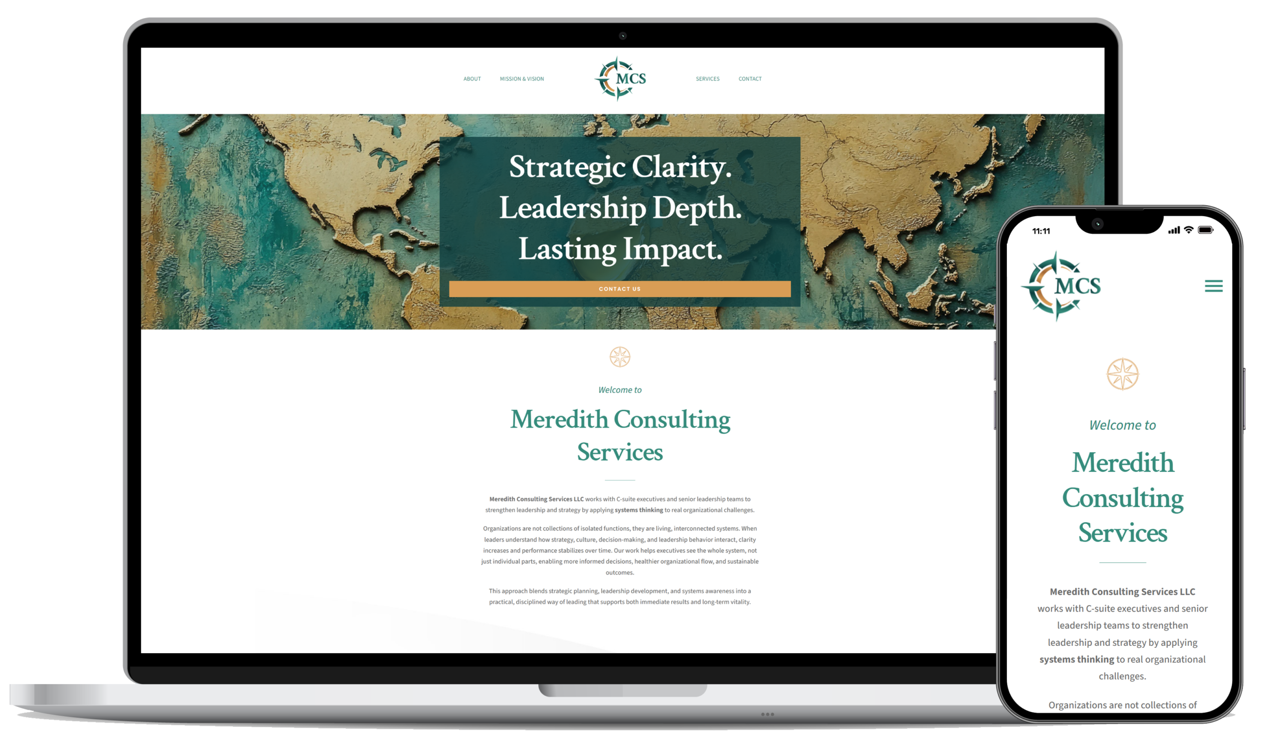 meredith consulting services website mockup