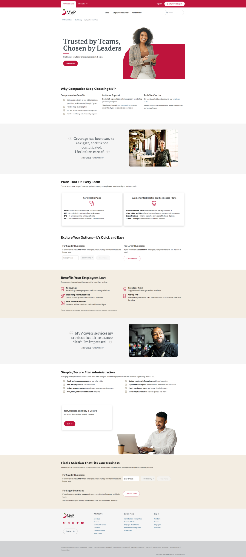 landing page layout