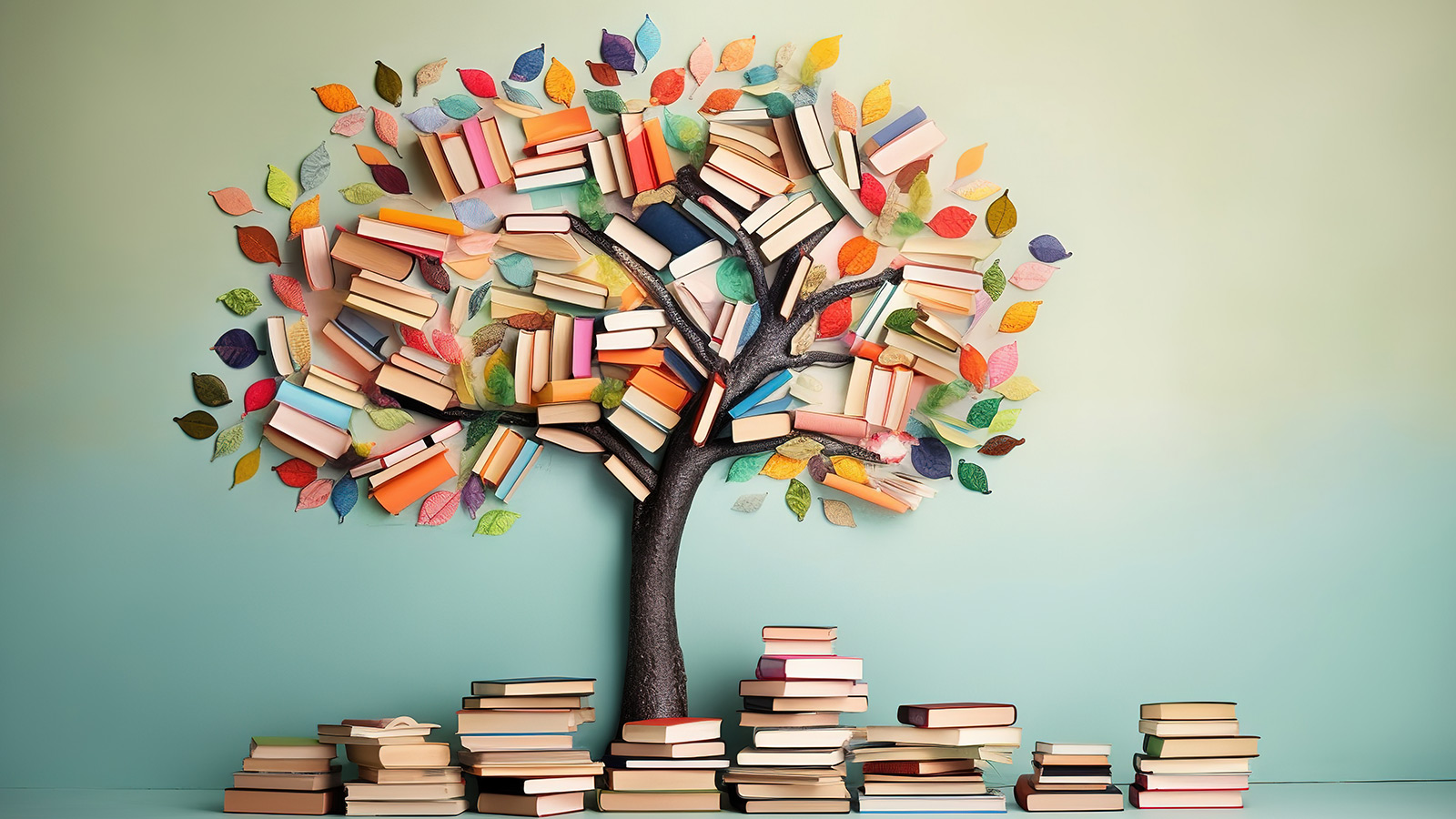 imaginary tree made of books